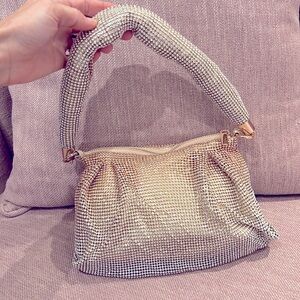 💛NWT Gold Rhinestone Beaded Women's Slouchy Bag with handle